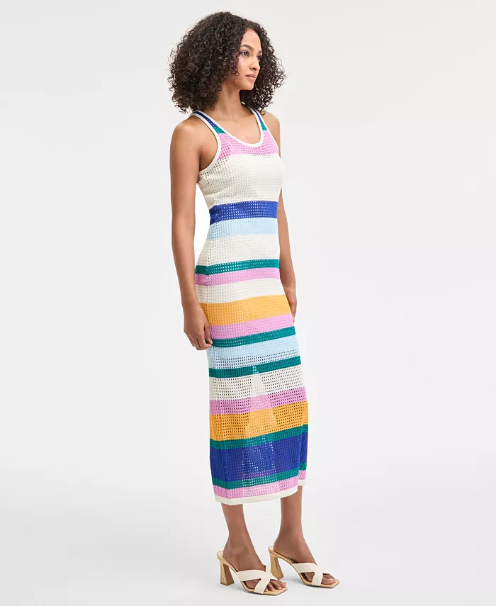 Alfani Bar III Women's Striped Crochet Tank Dress Exclusively At Macy's Women's Fashion Shoes & Accessories