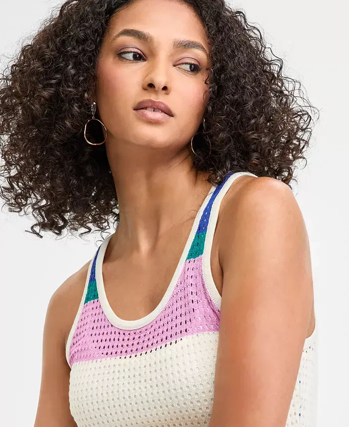 Alfani Bar III Women's Striped Crochet Tank Dress Exclusively At Macy's Women's Fashion Shoes & Accessories