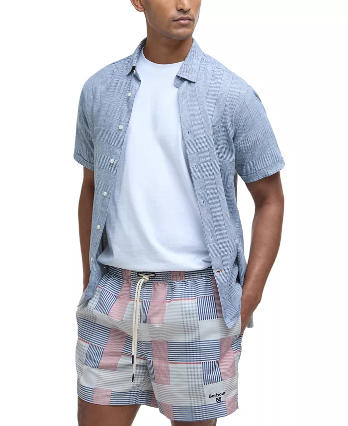Alfani Barbour Men's Oakshore Patchwork 5" Swim Shorts Men's Fashion & Accessories