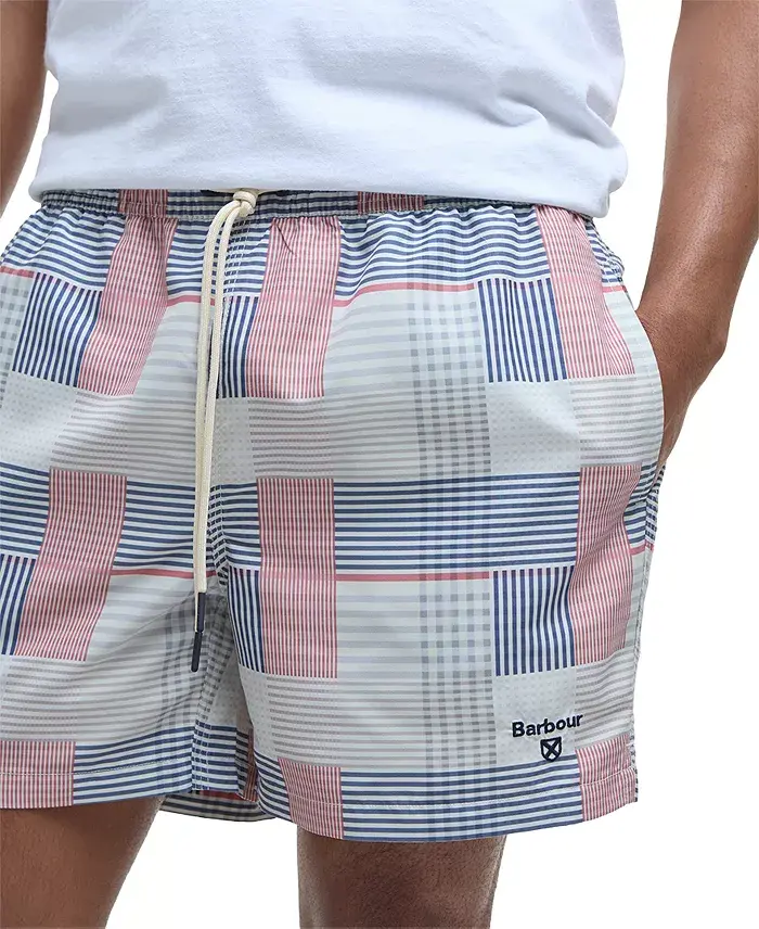 Alfani Barbour Men's Oakshore Patchwork 5" Swim Shorts Men's Fashion & Accessories