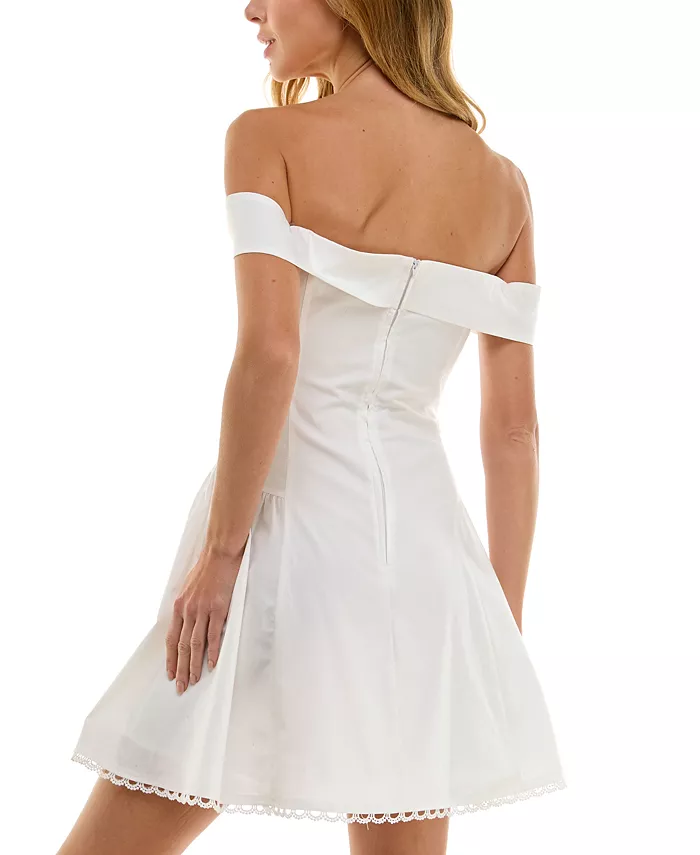 Alfani BEAUTY & GRACE Juniors' Off-The-Shoulder A-Line Mini Dress Juniors'