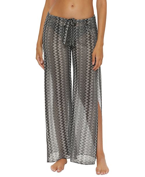 alfani Becca Women's Granite Bay Crochet Split-Leg Cover-Up Pants Women's Fashion Shoes & Accessories