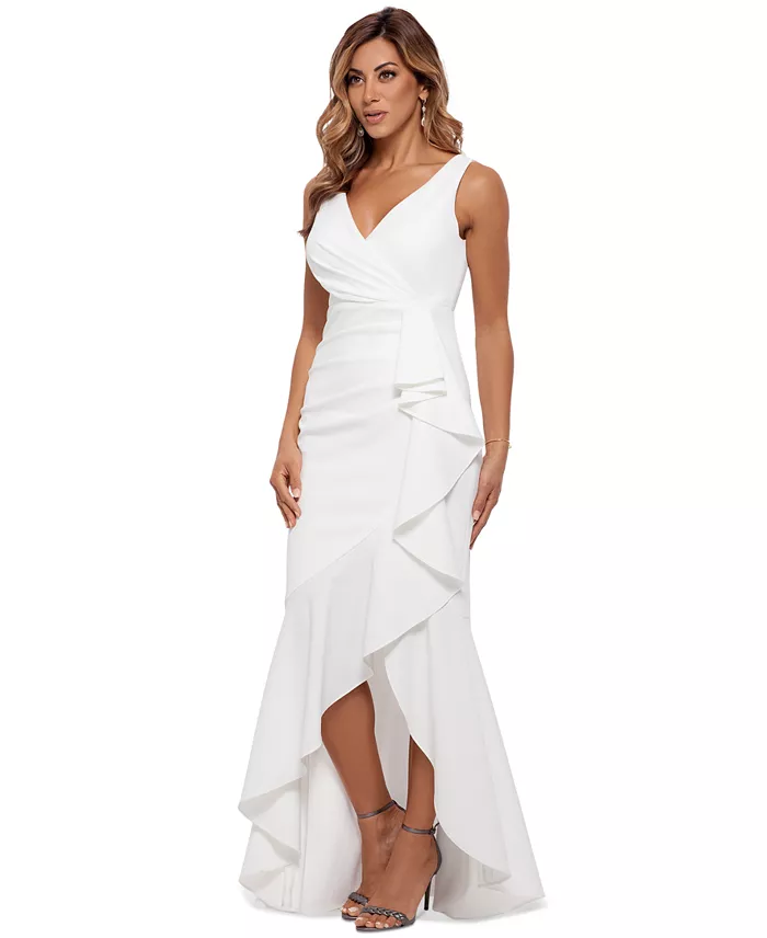 Alfani Betsy & Adam Petite Ruffled High-Low Mermaid Gown Women's Fashion Shoes & Accessories