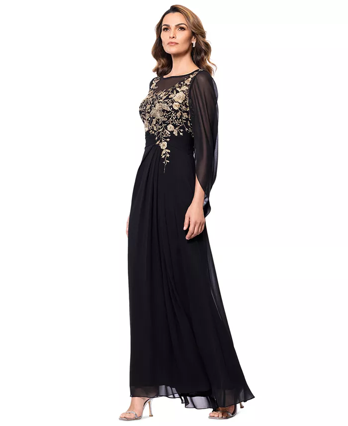 Alfani Betsy & Adam Women's Embroidered Cape-Sleeve Gown Women's Fashion Shoes & Accessories