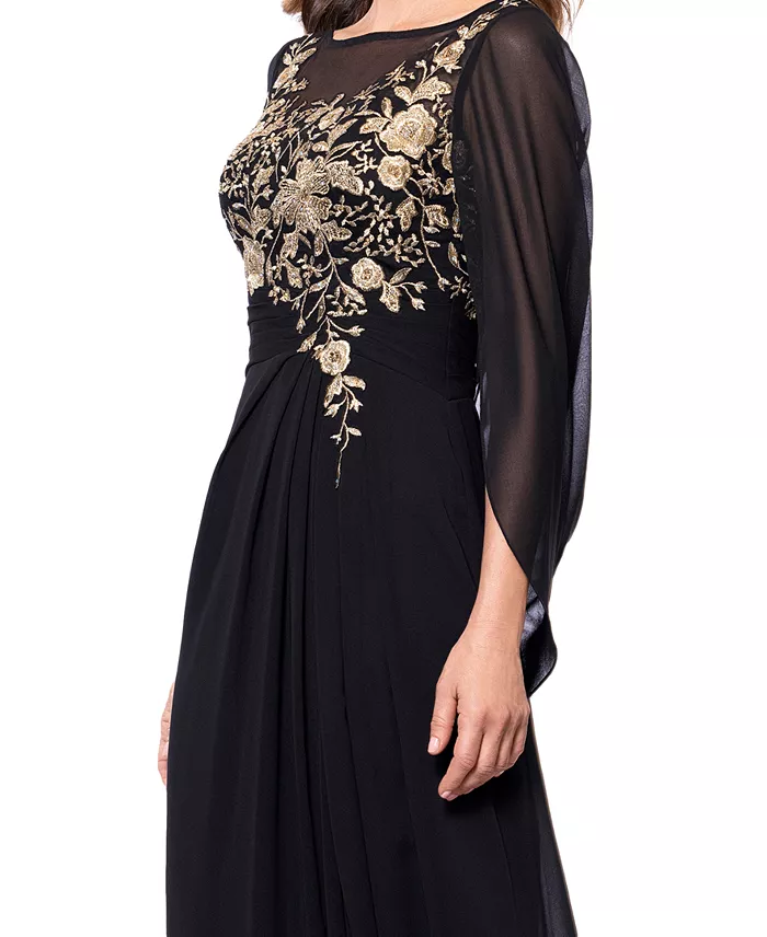 Alfani Betsy & Adam Women's Embroidered Cape-Sleeve Gown Women's Fashion Shoes & Accessories