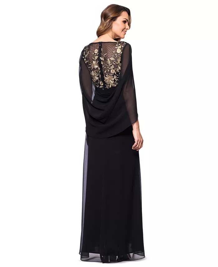 Alfani Betsy & Adam Women's Embroidered Cape-Sleeve Gown Women's Fashion Shoes & Accessories