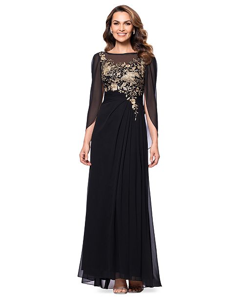 alfani Betsy & Adam Women's Embroidered Cape-Sleeve Gown Women's Fashion Shoes & Accessories
