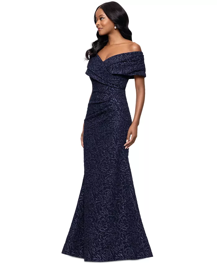 Alfani Betsy & Adam Women's Off-The-Shoulder Brocade Gown Women's Fashion Shoes & Accessories