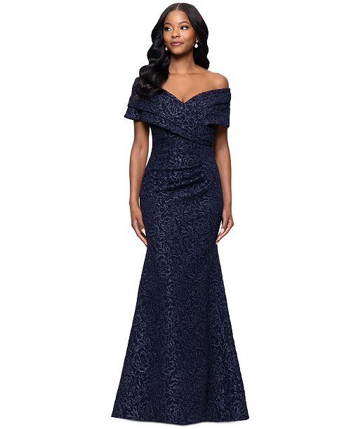 alfani Betsy & Adam Women's Off-The-Shoulder Brocade Gown Women's Fashion Shoes & Accessories