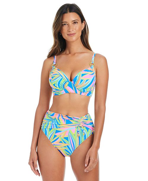 alfani Bleu by Rod Beattie Women's On The Bright Side Printed Underwire Bikini Top & High-Waist Sarong Bikini Bottoms Women's Fashion Shoes & Accessories