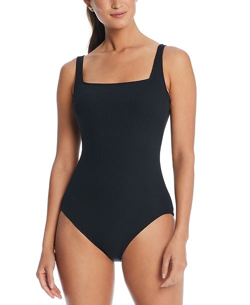 alfani Bleu by Rod Beattie Women's Square-Neck One-Piece Swimsuit Women's Fashion Shoes & Accessories