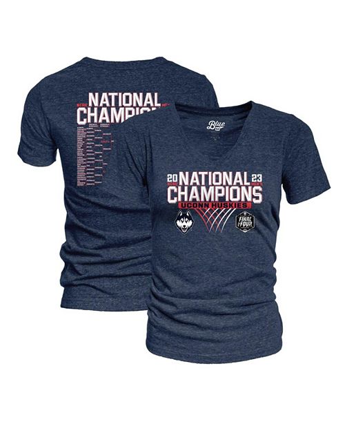 alfani Blue 84 Women's Navy UConn Huskies 2023 NCAA Men's Basketball National Champions Focus Bracket Tri-Blend V-Neck T-shirt Sports Fan Shop