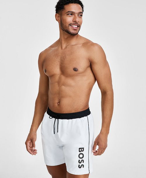 alfani BOSS by Hugo Boss Men's Logo 6" Swim Trunks Created for Macy's Men's Fashion & Accessories