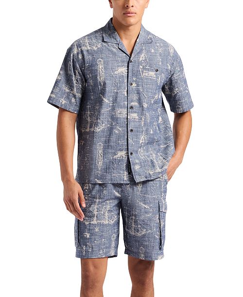 alfani Buffalo David Bitton Men's Nautical Graphic Shirt & Cargo Short Men's Fashion & Accessories