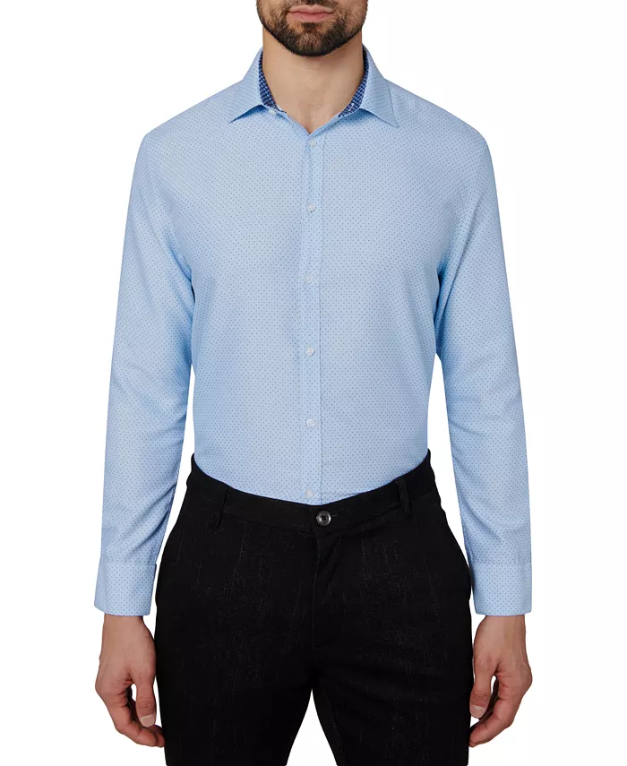 Alfani Calabrum Men's Regular Fit Dot Print Wrinkle Free Performance Dress Shirt Men's Fashion & Accessories