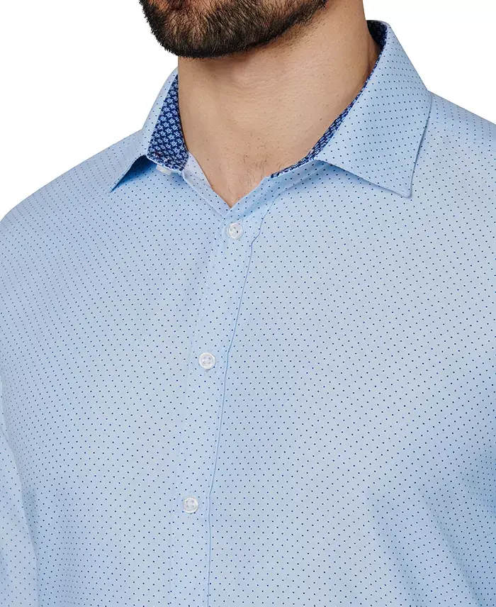 Alfani Calabrum Men's Regular Fit Dot Print Wrinkle Free Performance Dress Shirt Men's Fashion & Accessories