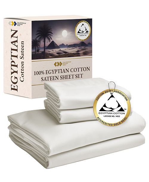 alfani California Design Den Certified Luxury 100% Egyptian Cotton Sheets Full Sheets for Full Size Bed 4 Piece Deep Pocket Bed Sheets Set Sateen Cooling Sheets for Hot Sleepers by Bed & Bath