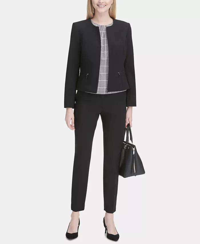 Alfani Calvin Klein Collarless Blazer Women's Fashion Shoes & Accessories