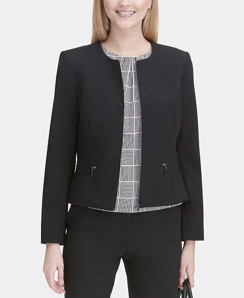 alfani Calvin Klein Collarless Blazer Women's Fashion Shoes & Accessories