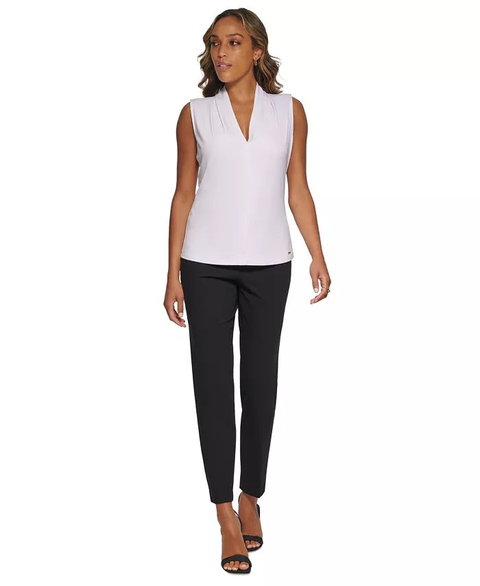 Alfani Calvin Klein Gathered V-Neck Sleeveless Top Women's Fashion Shoes & Accessories