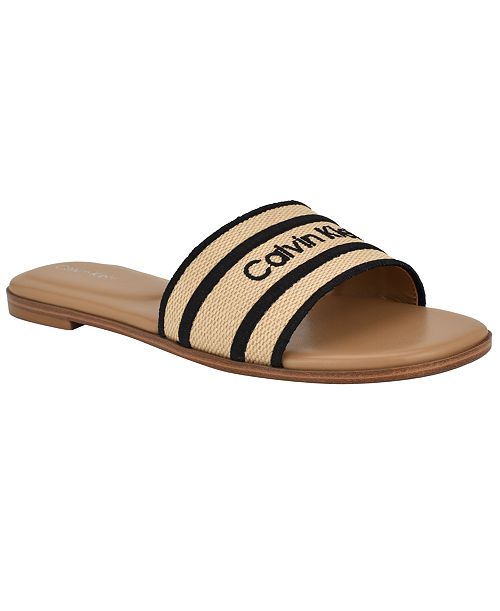 alfani Calvin Klein Kendell Flat Slip-On Casual Sandals Women's Fashion Shoes & Accessories
