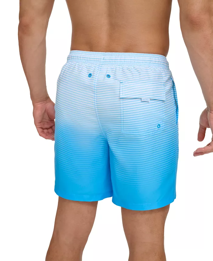 Alfani Calvin Klein Men's Gradient Striped 7" Volley Swim Trunks Men's Fashion & Accessories