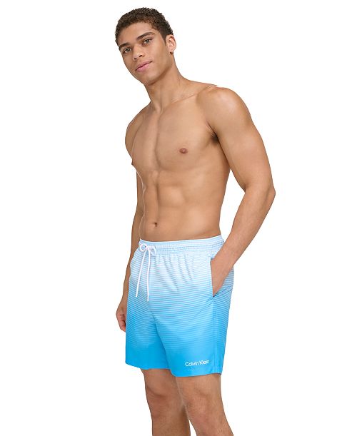 alfani Calvin Klein Men's Gradient Striped 7" Volley Swim Trunks Men's Fashion & Accessories