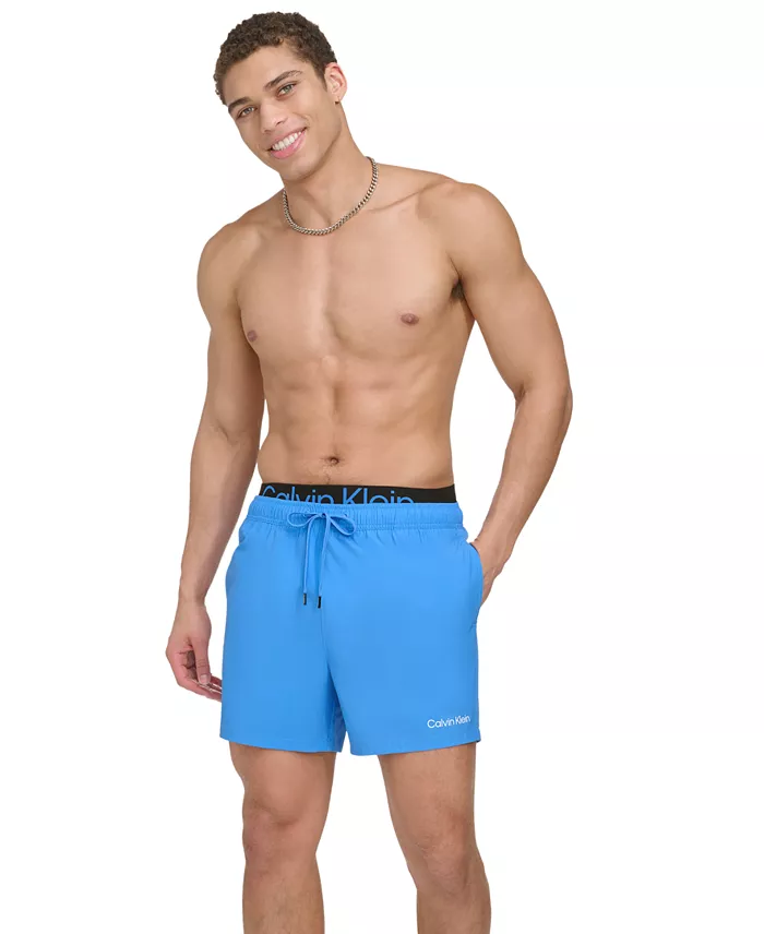 Alfani Calvin Klein Men's Logo Elastic Waist Modern Euro 5" Volley Swim Trunks Men's Fashion & Accessories