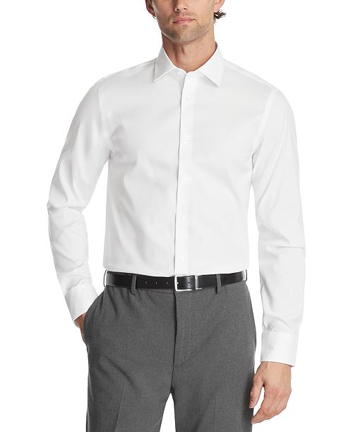 alfani Calvin Klein Men's Refined Cotton Stretch Regular Fit Dress Shirt Men's Fashion & Accessories
