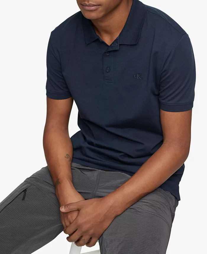 Alfani Calvin Klein Men's Regular-Fit Smooth Cotton Monogram Logo Polo Shirt Men's Fashion & Accessories