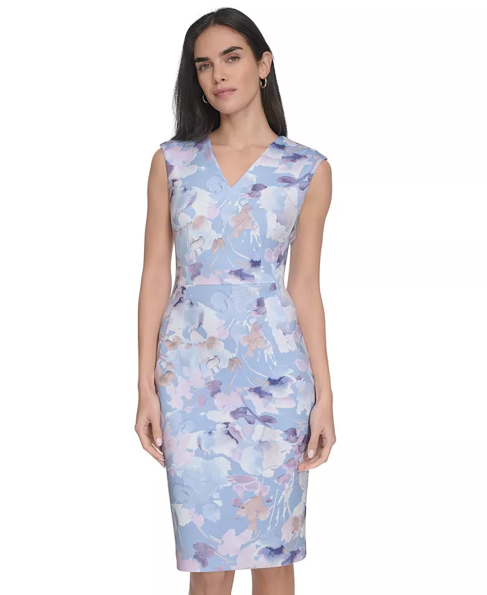 Alfani Calvin Klein Petite Floral-Print Sheath Dress Women's Fashion Shoes & Accessories