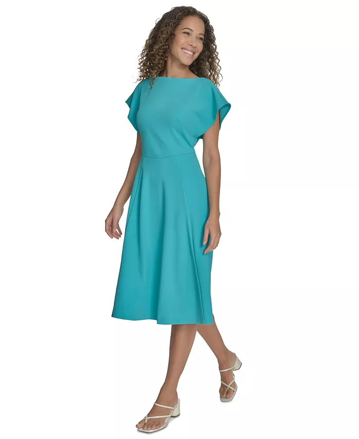 Alfani Calvin Klein Petite Flutter-Sleeve Sheath Midi Dress Women's Fashion Shoes & Accessories