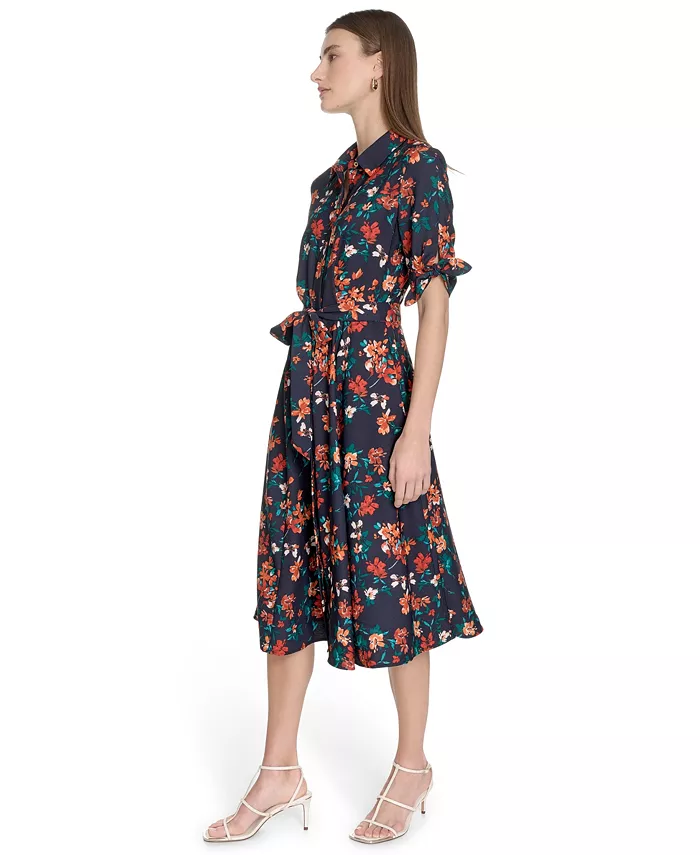 Alfani Calvin Klein Petite Short-Sleeve Midi Shirtdress Women's Fashion Shoes & Accessories