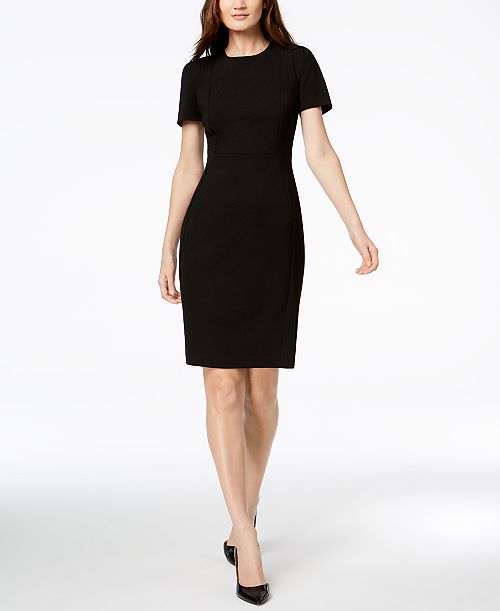 alfani Calvin Klein Seamed Scuba Crepe Sheath Dress Women's Fashion Shoes & Accessories