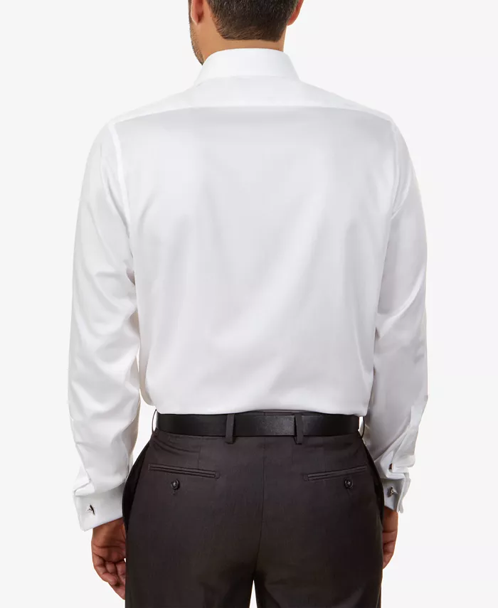 Alfani Calvin Klein Steel Men's Slim-Fit Non-Iron Herringbone French Cuff Dress Shirt Men's Fashion & Accessories