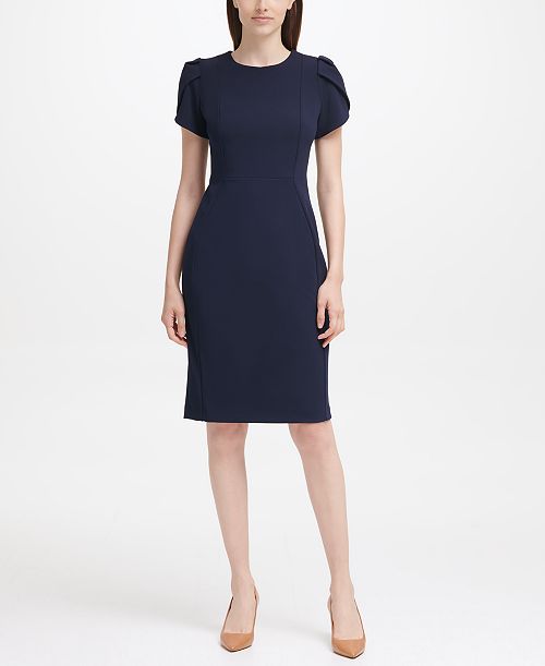 alfani Calvin Klein Tulip-Sleeve Sheath Knee-length Dress Women's Fashion Shoes & Accessories
