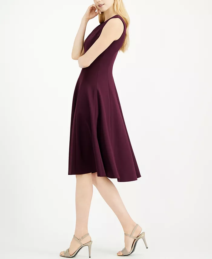 Alfani Calvin Klein V-Neck Midi Dress Women's Fashion Shoes & Accessories