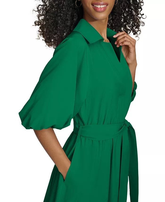 Alfani Calvin Klein Women's Belted Puffed-Sleeve Shirt Dress Women's Fashion Shoes & Accessories