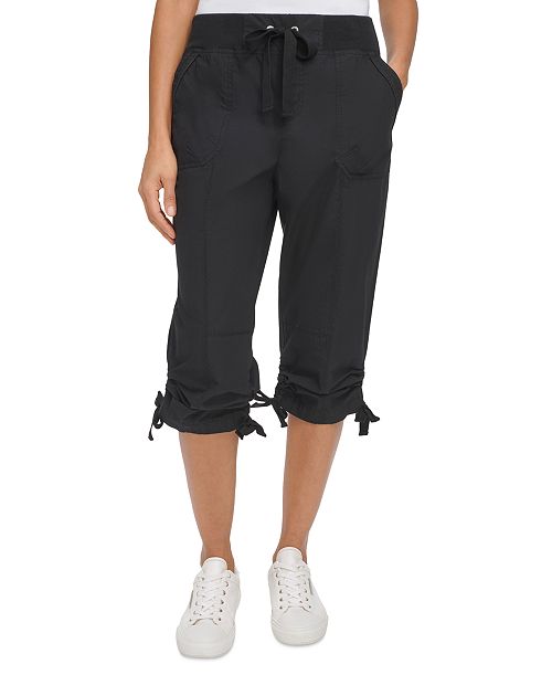 alfani Calvin Klein Women's Convertible Cargo Capri Pants Women's Fashion Shoes & Accessories
