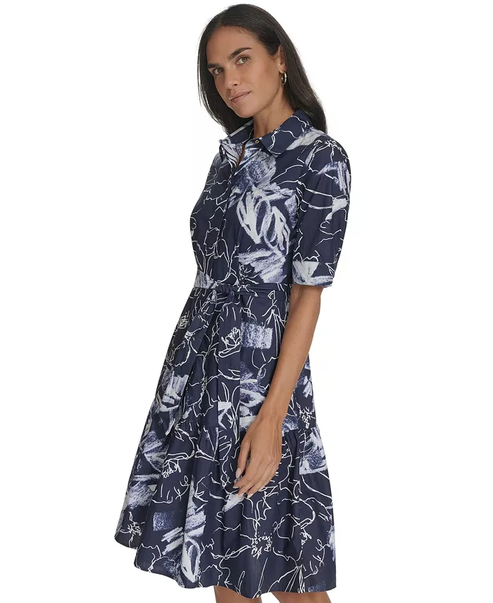 Alfani Calvin Klein Women's Cotton Abstract-Print Shirtdress Women's Fashion Shoes & Accessories