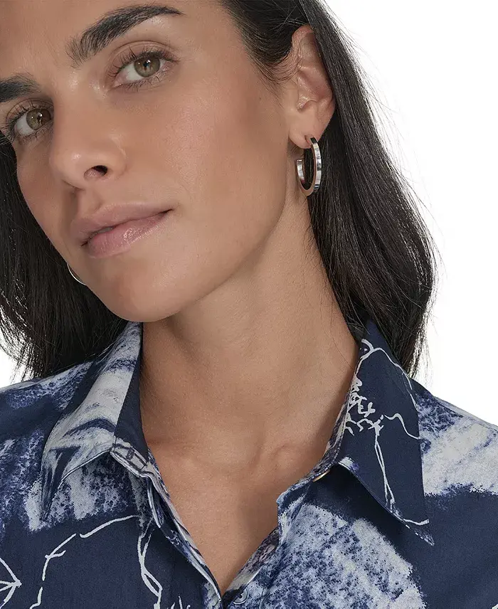 Alfani Calvin Klein Women's Cotton Abstract-Print Shirtdress Women's Fashion Shoes & Accessories