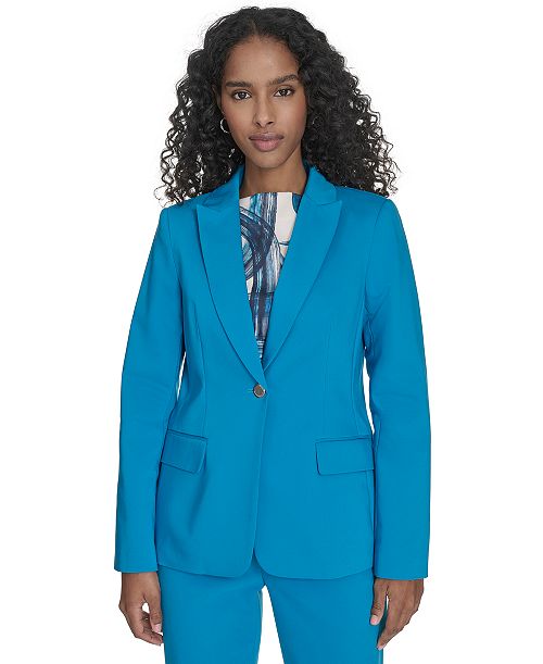 alfani Calvin Klein Women's Cotton-Blend One-Button Jacket Women's Fashion Shoes & Accessories