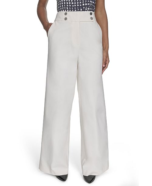 alfani Calvin Klein Women's Cotton-Blend Wide-Leg Pants Women's Fashion Shoes & Accessories