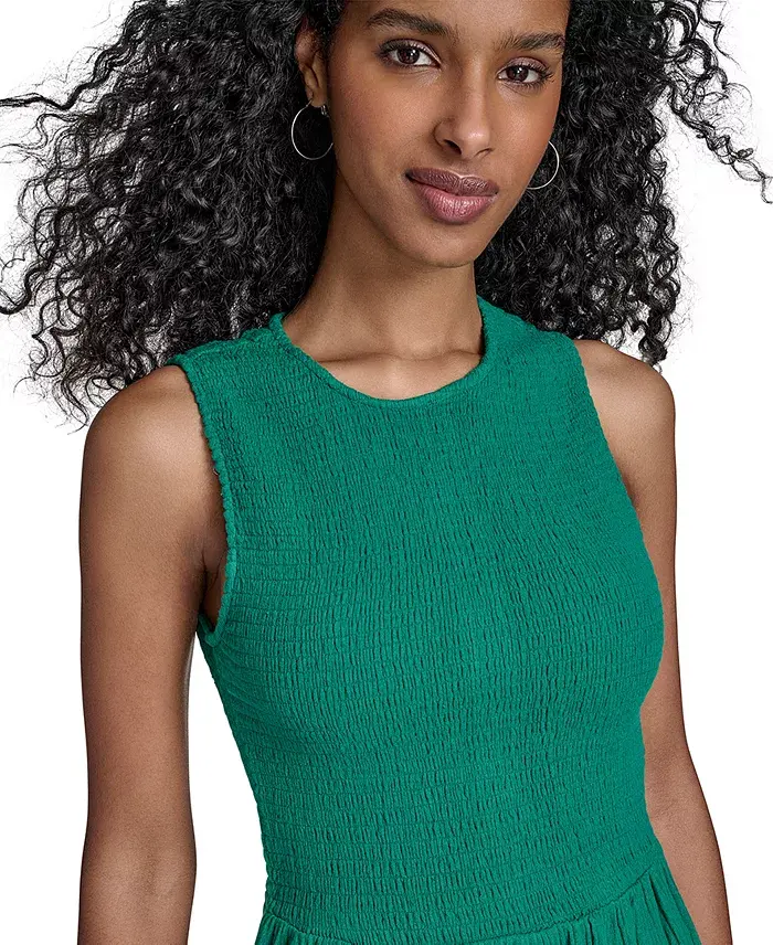 Alfani Calvin Klein Women's Cotton Smocked Tiered Maxi Dress Women's Fashion Shoes & Accessories
