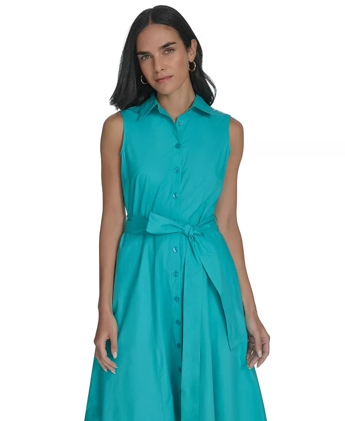 Alfani Calvin Klein Women's Cotton Tie-Waist Sleeveless Dress Women's Fashion Shoes & Accessories