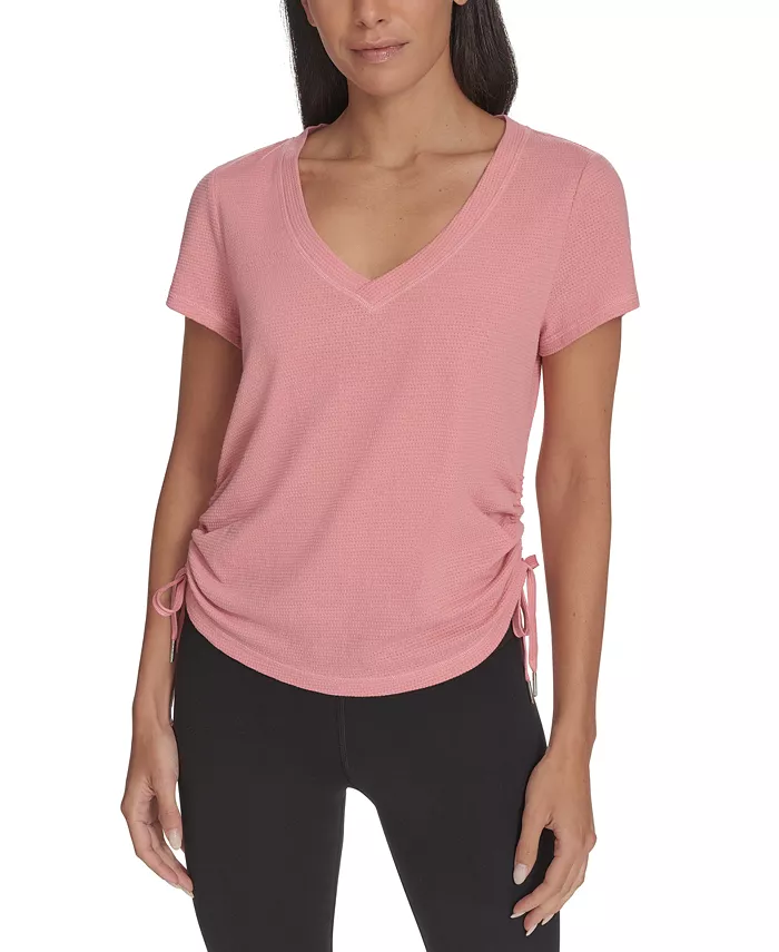 Alfani Calvin Klein Women's Drawstring-Ruched Textured Top Women's Fashion Shoes & Accessories