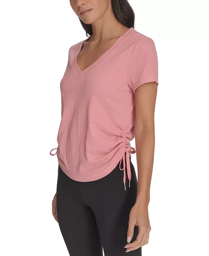 Alfani Calvin Klein Women's Drawstring-Ruched Textured Top Women's Fashion Shoes & Accessories