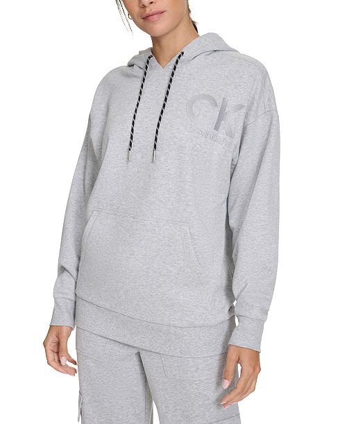alfani Calvin Klein Women's Eco Fleece Logo Pullover Hoodie Women's Fashion Shoes & Accessories