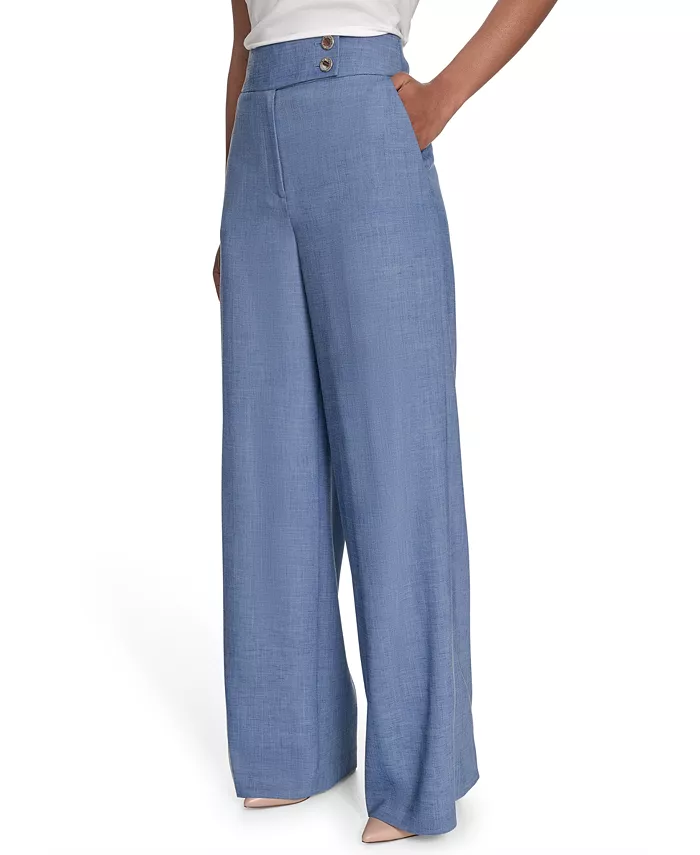 Alfani Calvin Klein Women's Faux-Denim High Rise Wide-Leg Pants Women's Fashion Shoes & Accessories