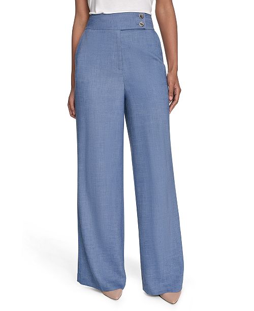 alfani Calvin Klein Women's Faux-Denim High Rise Wide-Leg Pants Women's Fashion Shoes & Accessories